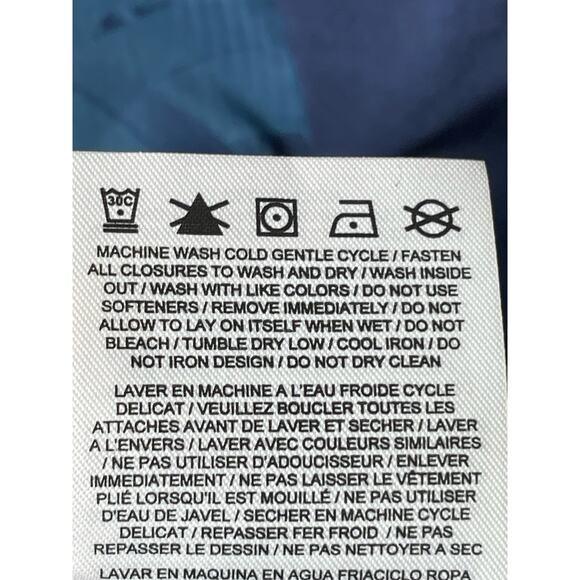 Nike Running Jacket Blue Print Size Medium Womens Windbreaker Hooded Zip Pockets - Picture 7 of 9